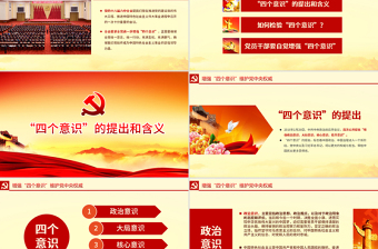 微型党课ppt模板下载增强四个意识演讲