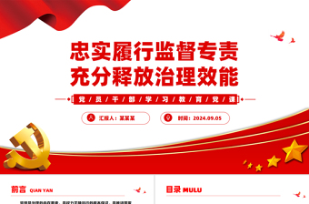 2024忠实履行监督专责充分释放治理效能PPT党建风学习教育微党课