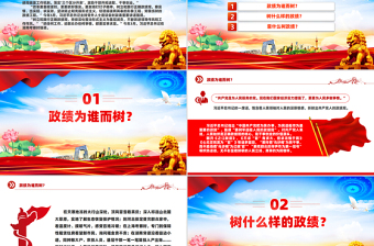 精美简洁树牢造福人民的政绩观PPT党员干部思想教育课件下载