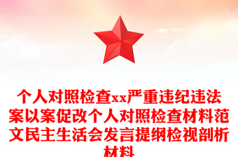 个人对照检查xx严重违纪违法案以案促改个人对照检查材料范文民主生活会发言提纲检视剖析材料