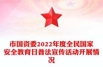 市国资委2022年度全民国家安全教育日普法宣传活动开展情况