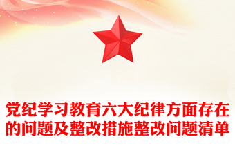 六大纪律方面存在的问题及整改措施整改问题清单PPT创意简洁党纪学习教育课件(讲稿)