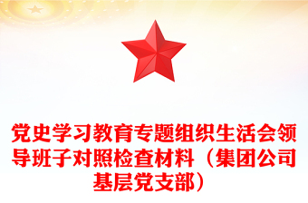 党史学习教育专题组织生活会领导班子对照检查材料（集团公司基层党支部）
