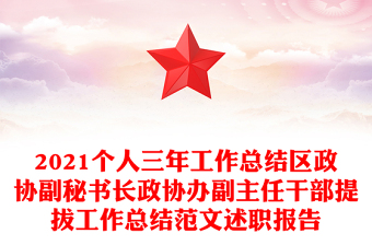 2021个人三年工作总结区政协副秘书长政协办副主任干部提拔工作总结范文述职报告