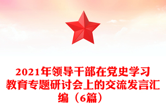 2021年领导干部在党史学习教育专题研讨会上的交流发言汇编（6篇）