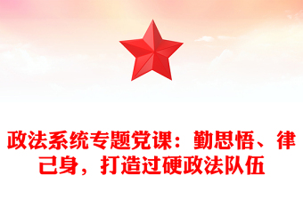 政法系统专题党课：勤思悟、律己身，打造过硬政法队伍