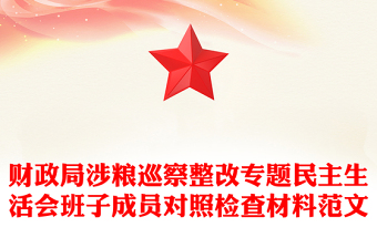 财政局涉粮巡察整改专题民主生活会班子成员对照检查材料范文