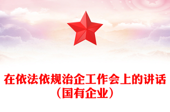 在依法依规治企工作会上的讲话（国有企业）