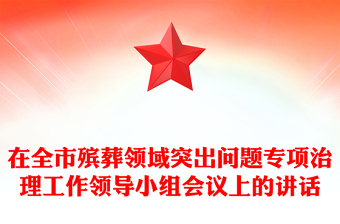 在全市殡葬领域突出问题专项治理工作领导小组会议上的讲话