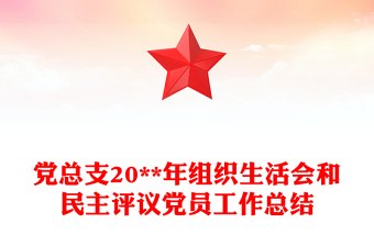 党总支20**年组织生活会和民主评议党员工作总结