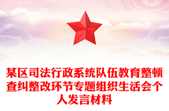 某区司法行政系统队伍教育整顿查纠整改环节专题组织生活会个人发言材料