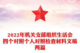 2022年机关支部组织生活会四个对照个人对照检查材料文稿两篇