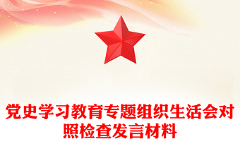 党史学习教育专题组织生活会对照检查发言材料