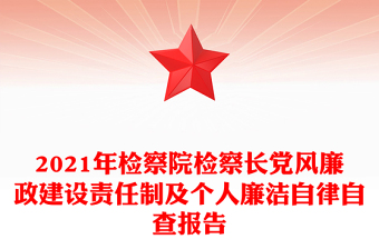2021年检察院检察长党风廉政建设责任制及个人廉洁自律自查报告