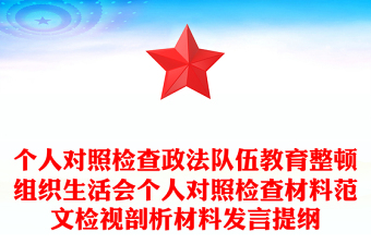 个人对照检查政法队伍教育整顿组织生活会个人对照检查材料范文检视剖析材料发言提纲