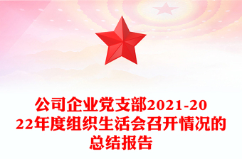 公司企业党支部2021-2022年度组织生活会召开情况的总结报告