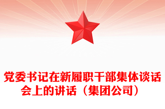 党委书记在新履职干部集体谈话会上的讲话（集团公司）