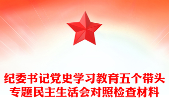 纪委书记党史学习教育五个带头专题民主生活会对照检查材料