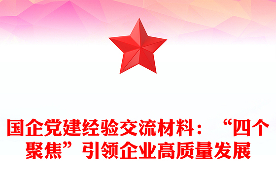 国企党建经验交流材料：“四个聚焦”引领企业高质量发展
