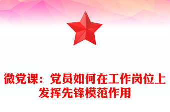 微党课：党员如何在工作岗位上发挥先锋模范作用