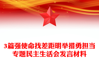 3篇强使命找差距明举措勇担当专题民主生活会发言材料
