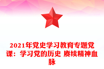 2021年党史学习教育专题党课：学习党的历史 赓续精神血脉