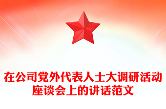 在公司党外代表人士大调研活动座谈会上的讲话范文