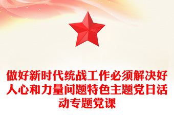 做好新时代统战工作必须解决好人心和力量问题特色主题党日活动专题党课