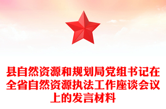 县自然资源和规划局党组书记在全省自然资源执法工作座谈会议上的发言材料