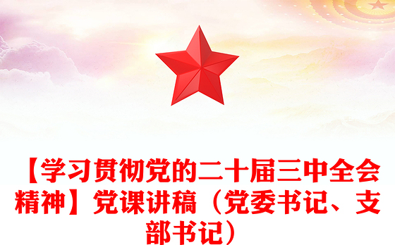 【学习贯彻党的二十届三中全会精神】党课讲稿（党委书记、支部书记）