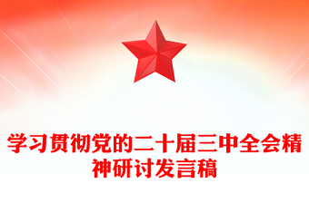 学习贯彻党的二十届三中全会精神研讨发言稿