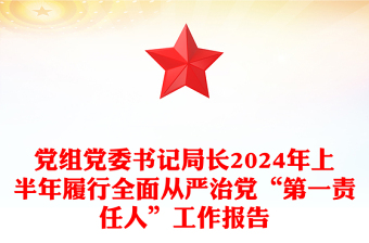 党组党委书记局长2024年上半年履行全面从严治党“第一责任人”工作报告