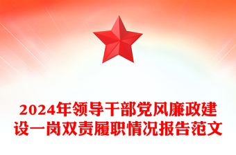 2024年领导干部党风廉政建设一岗双责履职情况报告范文