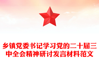 乡镇党委书记学习党的二十届三中全会精神研讨发言材料范文
