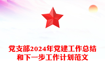 党支部2024年党建工作总结和下一步工作计划范文