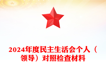 2024年度民主生活会个人（领导）对照检查材料