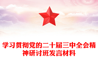学习贯彻党的二十届三中全会精神研讨班发言材料