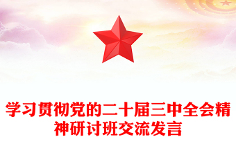 学习贯彻党的二十届三中全会精神研讨班交流发言