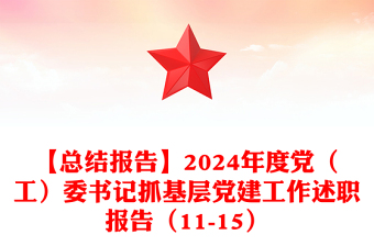 【总结报告】2024年度党（工）委书记抓基层党建工作述职报告（11-15）