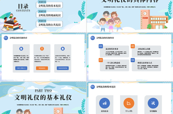 小学生文明礼仪PPT清新创意礼仪礼德教育课件