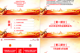 2025数说两会知识点PPT红色党政风深入学习贯彻全国两会精神党课下载