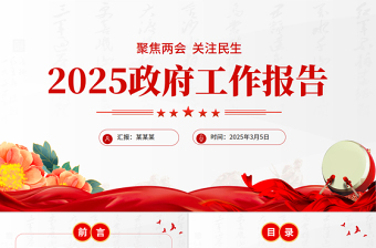 2025全国两会政府工作报告PPT大气简洁聚焦两会关注民生课件