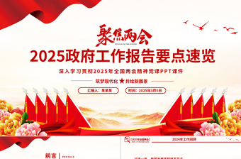 2025政府工作报告要点速览PPT红色大气学习全国两会精神党课课件