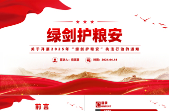 关于开展2025年“绿剑护粮安”执法行动的通知PPT课件