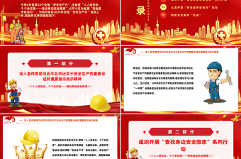 2025年全国安全生产月PPT红色精美人人讲安全个个会应急查找身边安全隐患PPT模板