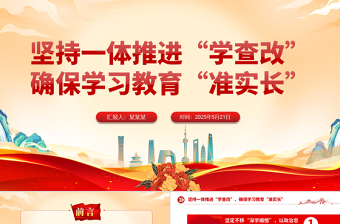 精美简洁坚持一体推进“学查改”确保学习教育“准实长”PPT主题教育党