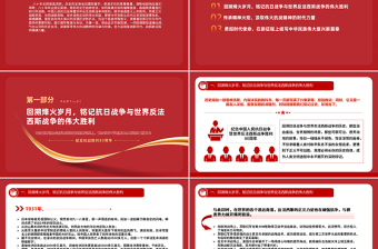 红色简洁中国人民抗日战争暨世界反法西斯战争胜利80周年PPT课件下载