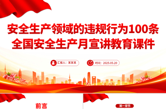 实用简洁安全生产领域的违规行为100条PPT安全生产月宣传课件