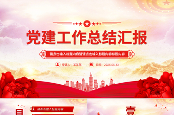 红色精美2025党建工作总结汇报PPT模板