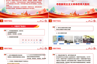 建党104周年PPT红色简洁党的百年光辉历程和历史经验课件